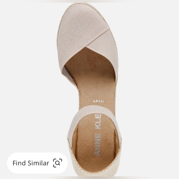 Anne Kline sz 8 Canvas natural tan wedge Slingback Sandals like new - Picture 4 of 8